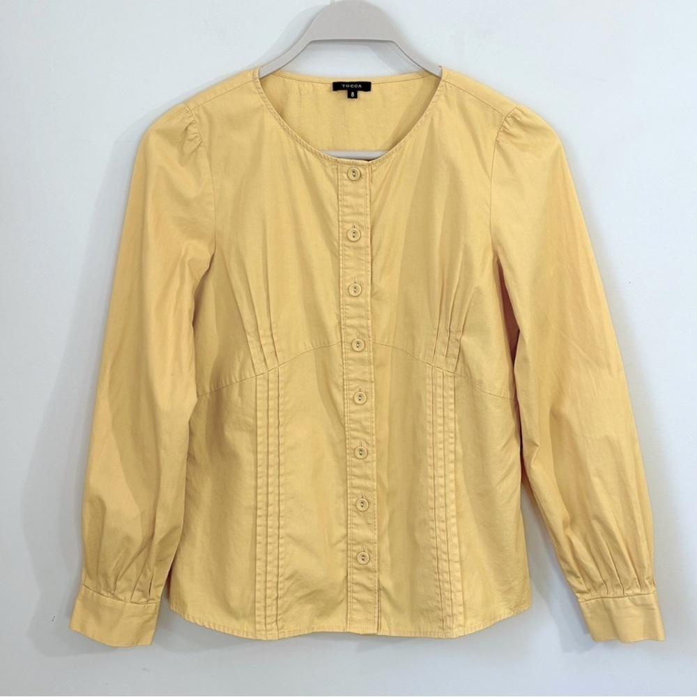 Tocca Pleated Button Front Prairie Blouse